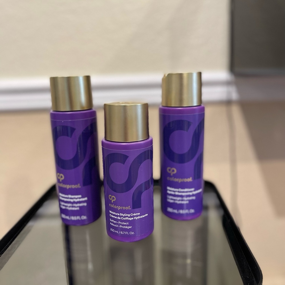 Colorproof shampoo, conditioner and moisture styling crème